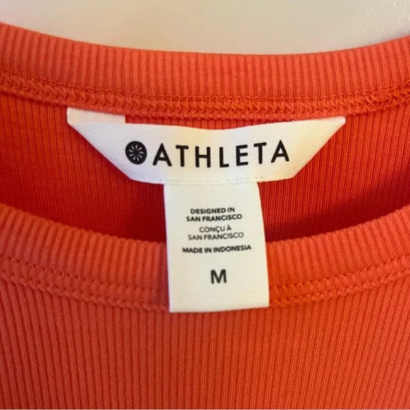 NWOT Athleta Signature Rib Crop Tee | Orange Haze | Size Medium - Picture 7 of 9